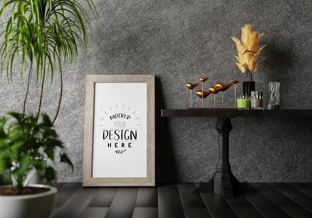 Cadre d'affiche dans le salon Mockup Psd