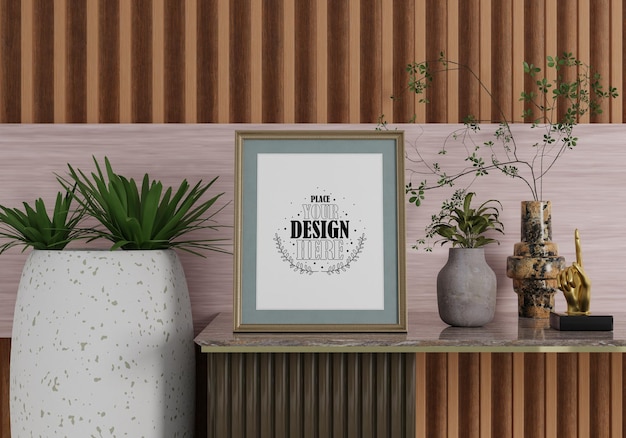 Cadre D'affiche Dans Le Salon Mockup Psd