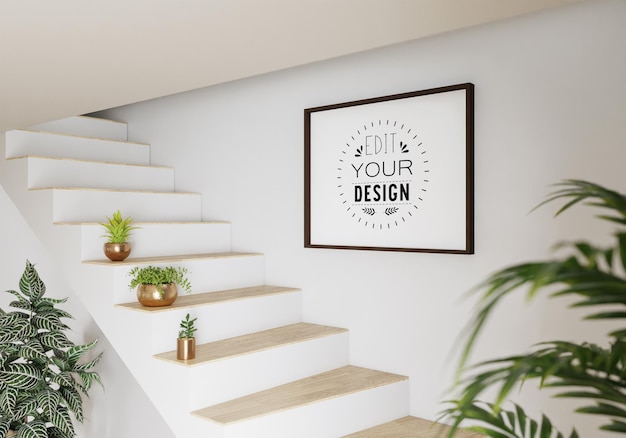 Cadre d'affiche dans le salon Mockup Psd