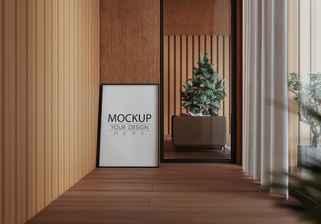 Cadre d'affiche dans le salon Mockup Psd