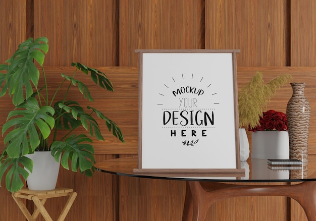 Cadre D'affiche Dans Le Salon Mockup Psd