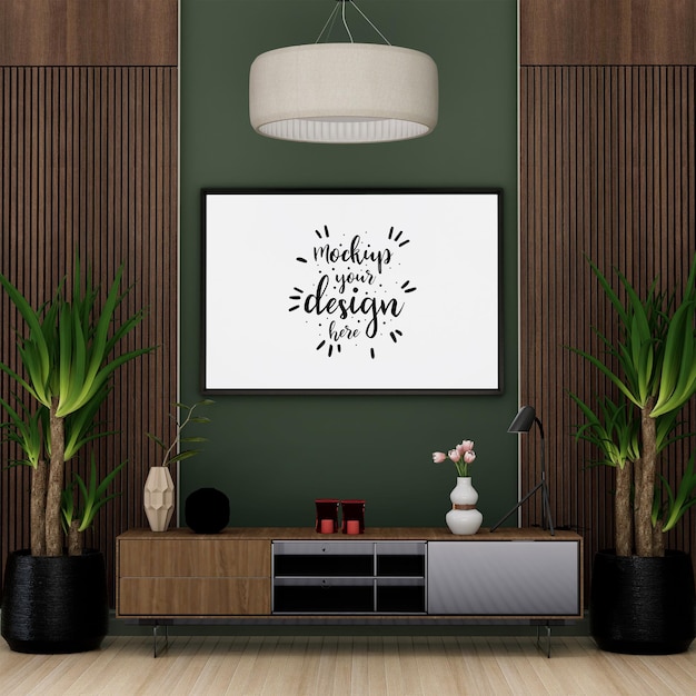 Cadre D'affiche Dans Le Salon Mockup Psd