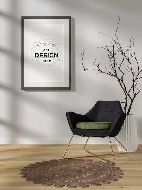 Cadre D'affiche Dans Le Salon Mockup Psd