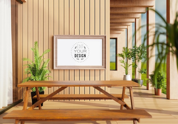 Cadre d'affiche dans le salon Mockup Psd