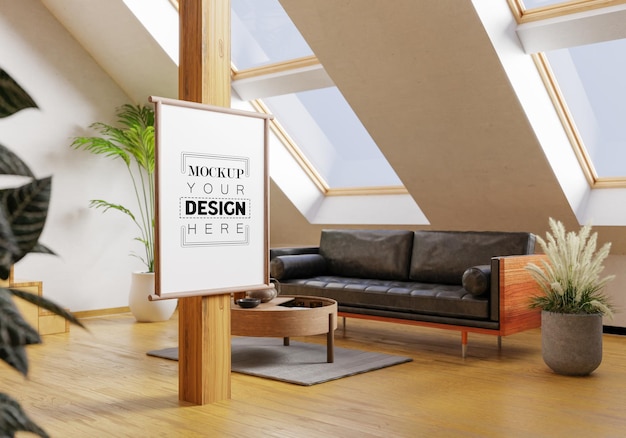 Cadre D'affiche Dans Le Salon Mockup Psd