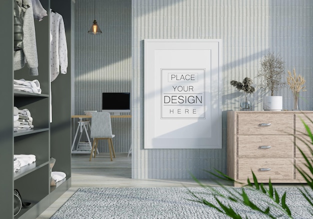 Cadre D'affiche Dans Le Salon Psd Mockup