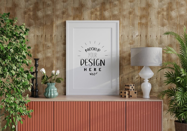 Cadre D'affiche Dans Le Salon Psd Mockup