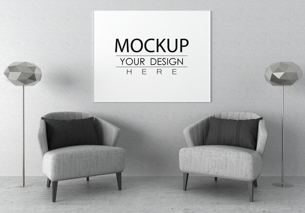 Cadre d'affiche dans le salon Psd Mockup