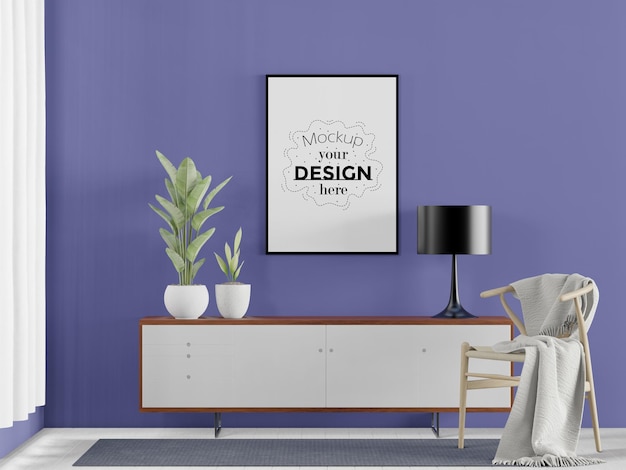 Cadre D'affiche Dans Le Salon Psd Mockup