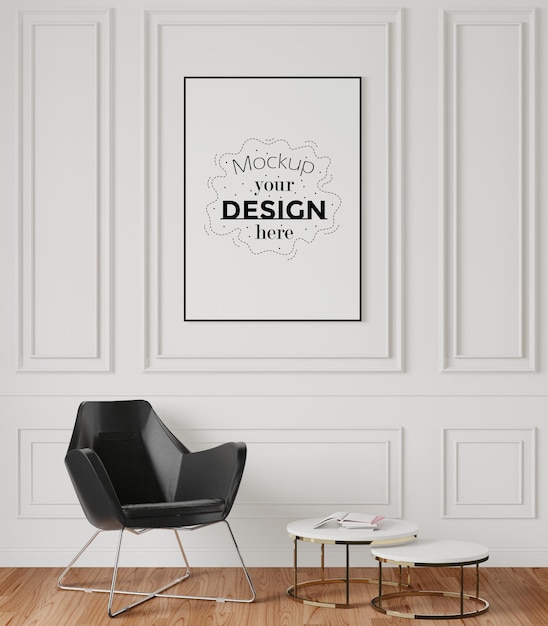 Cadre d'affiche dans le salon Psd Mockup