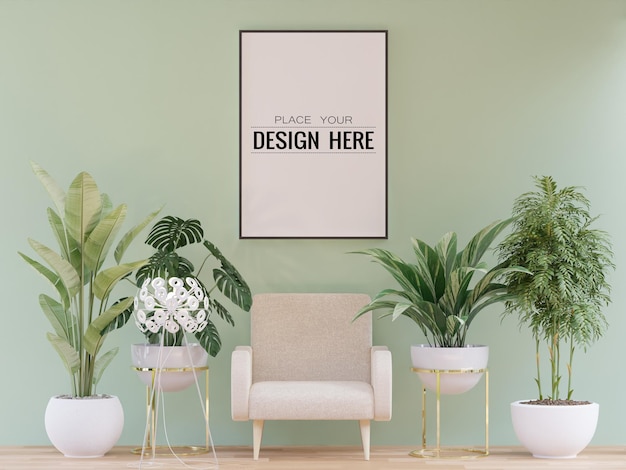 Cadre D'affiche Dans Le Salon Psd Mockup