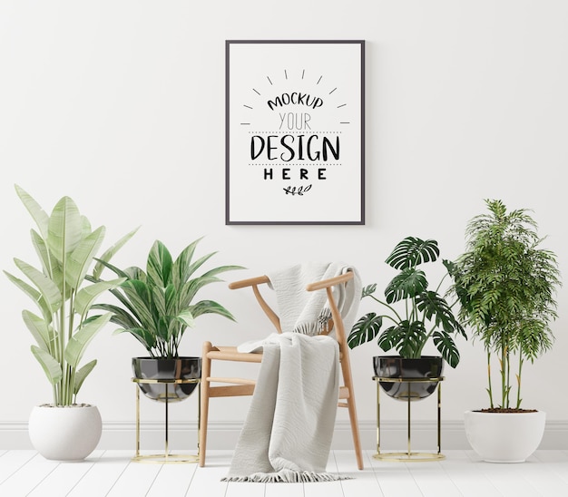 Cadre d'affiche dans le salon Psd Mockup