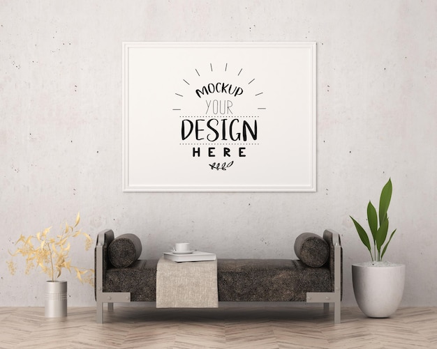 Cadre D'affiche Dans Le Salon Psd Mockup