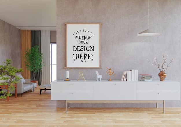 Cadre D'affiche Dans Le Salon Psd Mockup