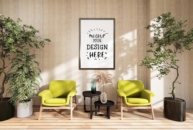 Cadre d'affiche dans le salon Psd Mockup