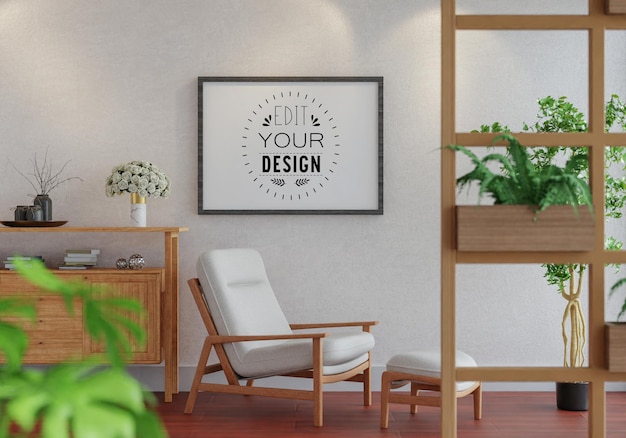 Cadre D'affiche Dans Le Salon Psd Mockup