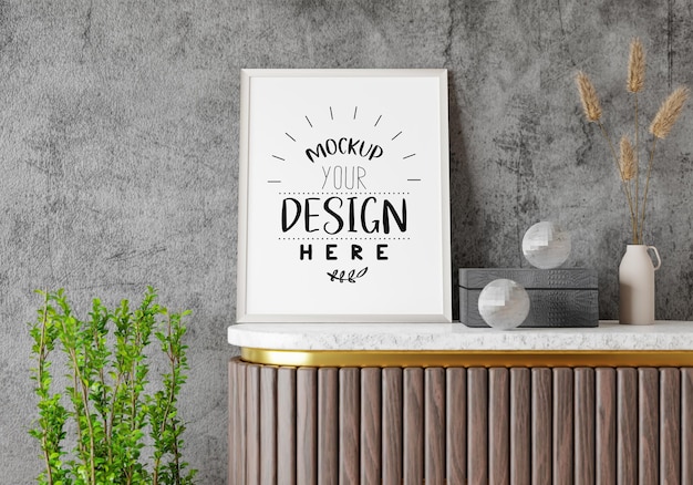 Cadre D'affiche Dans Le Salon Psd Mockup