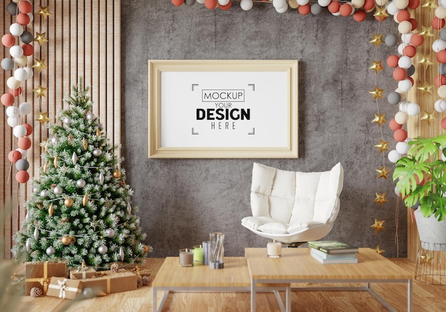 Cadre D'affiche Dans Le Salon Psd Mockup