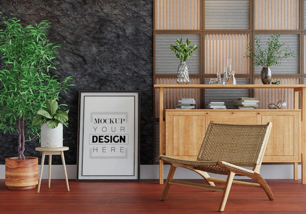 Cadre D'affiche Dans Le Salon Psd Mockup