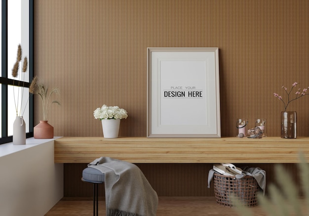 Cadre D'affiche Dans Le Salon Psd Mockup