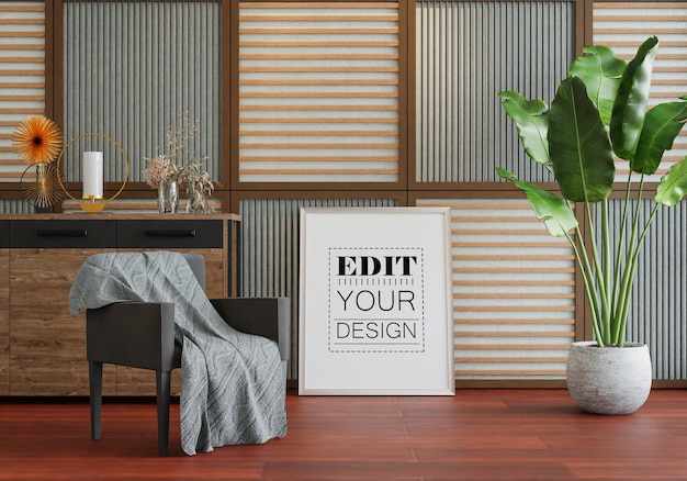 Cadre d'affiche dans le salon Psd Mockup