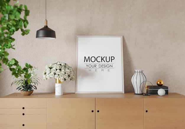 Cadre d'affiche dans le salon Psd Mockup