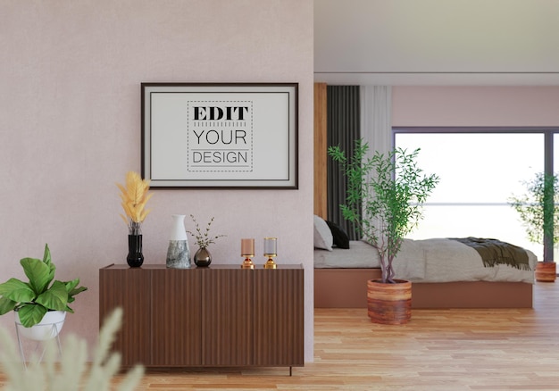 Cadre D'affiche Dans Le Salon Psd Mockup