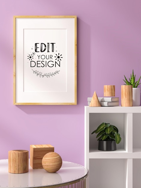 Cadre d'affiche dans le salon Psd Mockup