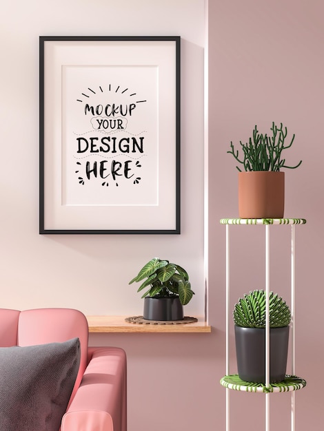 Cadre D'affiche Dans Le Salon Psd Mockup