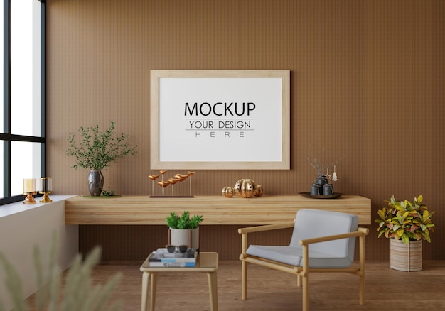 Cadre D'affiche Dans Le Salon Psd Mockup