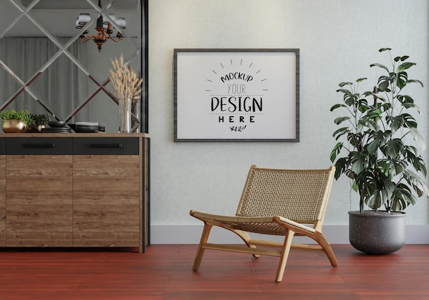 Cadre d'affiche dans le salon Psd Mockup