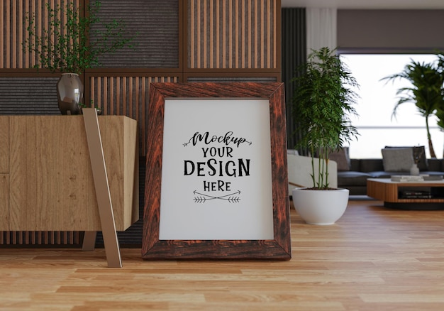 Cadre d'affiche dans le salon Psd Mockup