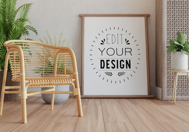 Cadre d'affiche dans le salon Psd Mockup