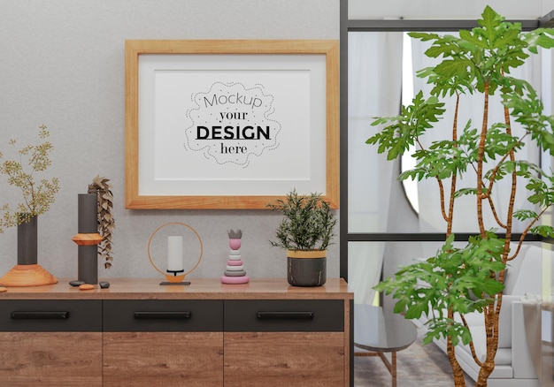 Cadre D'affiche Dans Le Salon Psd Mockup