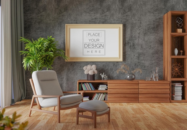 Cadre d'affiche dans le salon Psd Mockup