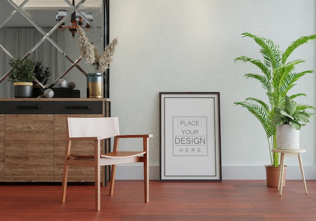 Cadre d'affiche dans le salon Psd Mockup