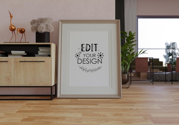 Cadre D'affiche Dans Le Salon Psd Mockup