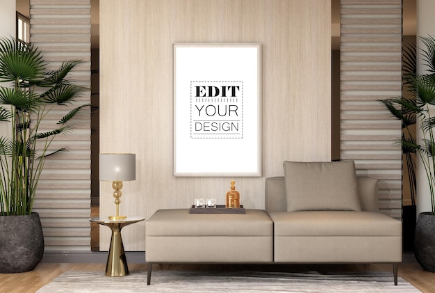 Cadre D'affiche Dans Le Salon Psd Mockup