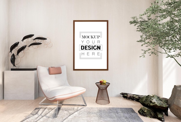 Cadre d'affiche dans le salon Psd Mockup