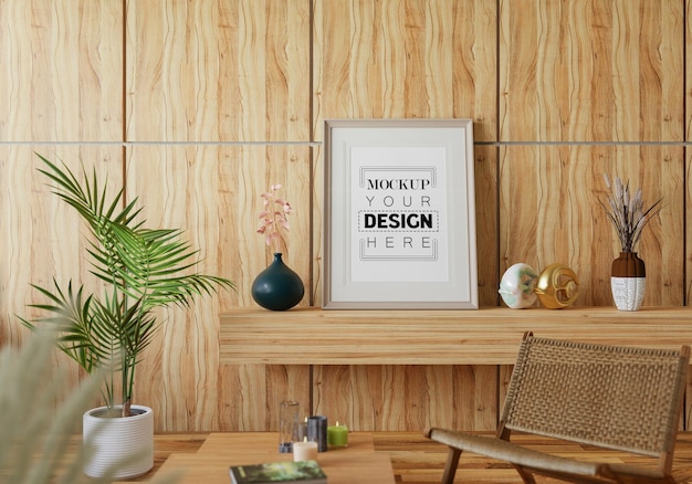 Cadre D'affiche Dans Le Salon Psd Mockup