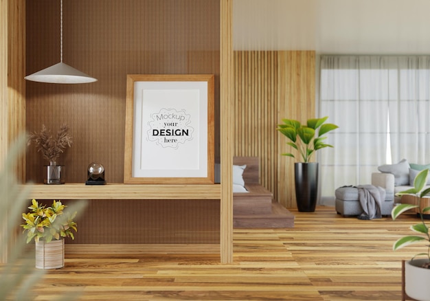 Cadre d'affiche dans le salon Psd Mockup