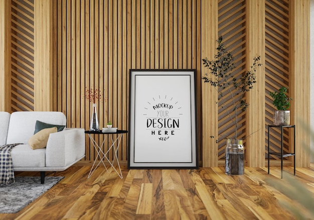 Cadre D'affiche Dans Le Salon Psd Mockup