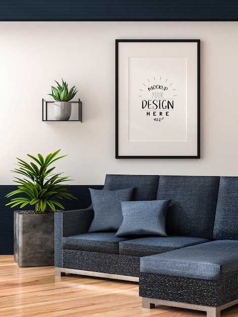 Cadre D'affiche Dans Le Salon Psd Mockup