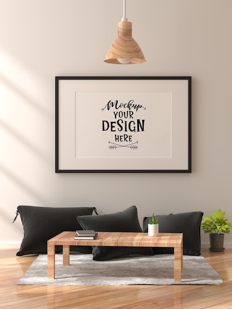 Cadre D'affiche Dans Le Salon Psd Mockup