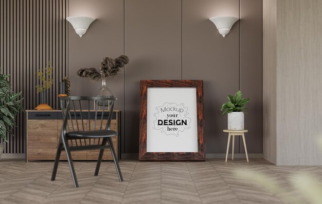 Cadre d'affiche dans le salon Psd Mockup