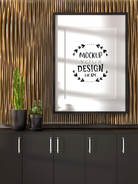 Cadre d'affiche dans le salon Psd Mockup