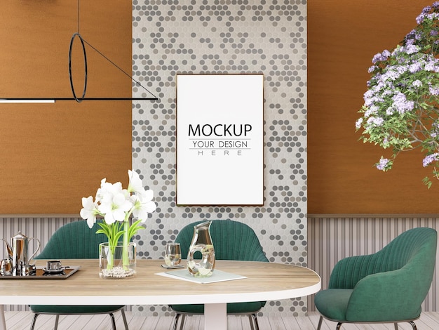 Cadre d'affiche dans le salon Psd Mockup