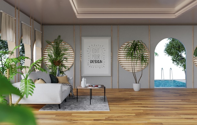 Cadre D'affiche Dans Le Salon Psd Mockup