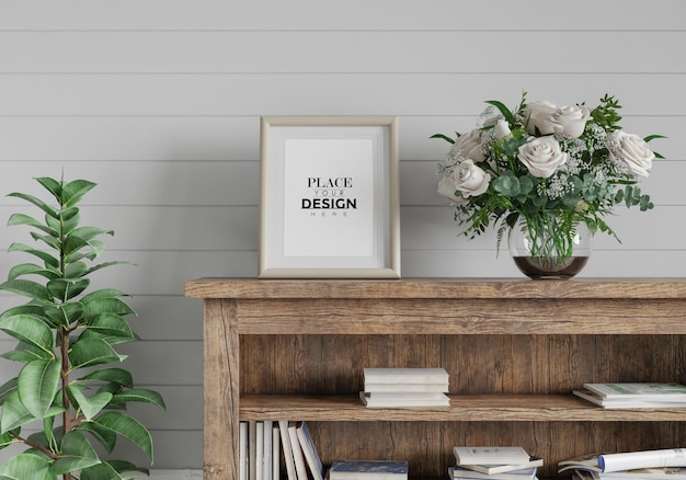 Cadre d'affiche dans le salon Psd Mockup