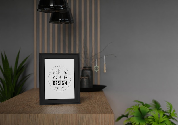 Cadre d'affiche dans le salon Psd Mockup